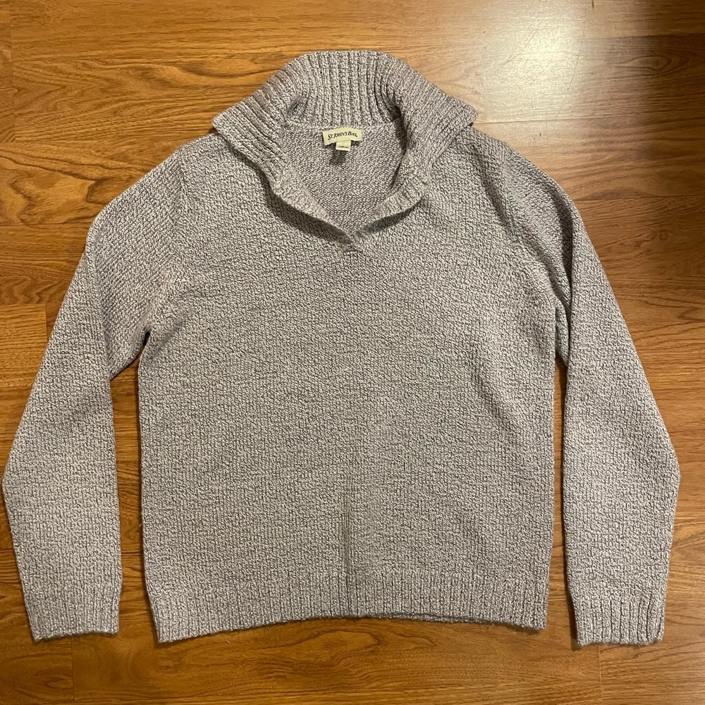 St. John’s Bay Split Collar Sweater Large Gray